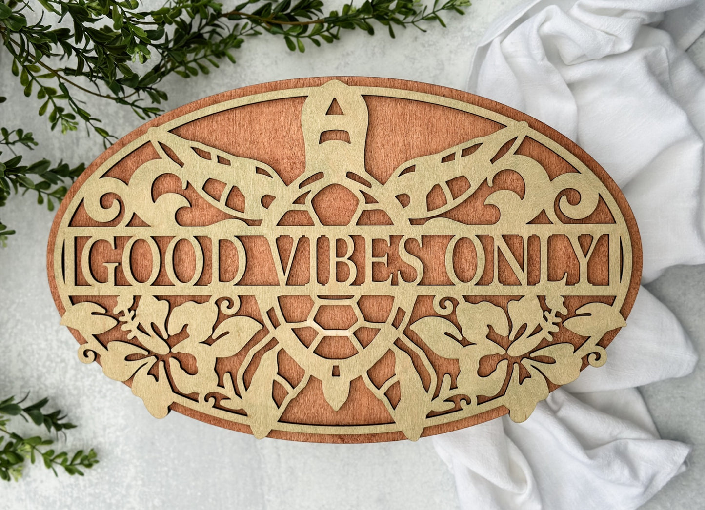 Turtle Split Oval Sign