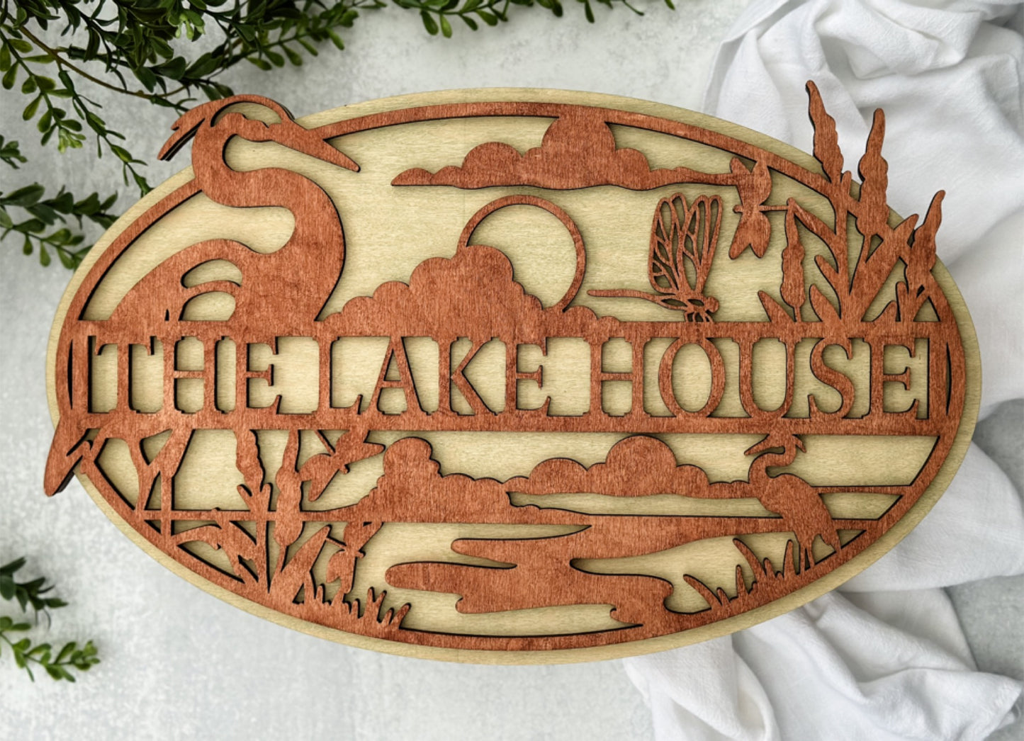 Heron Split Oval Sign