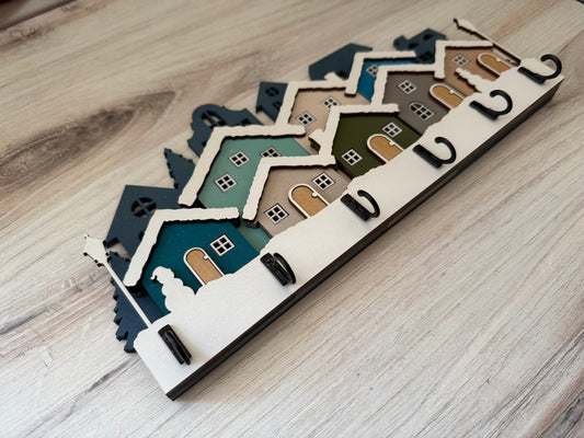 Winter Row Houses Key Hanger