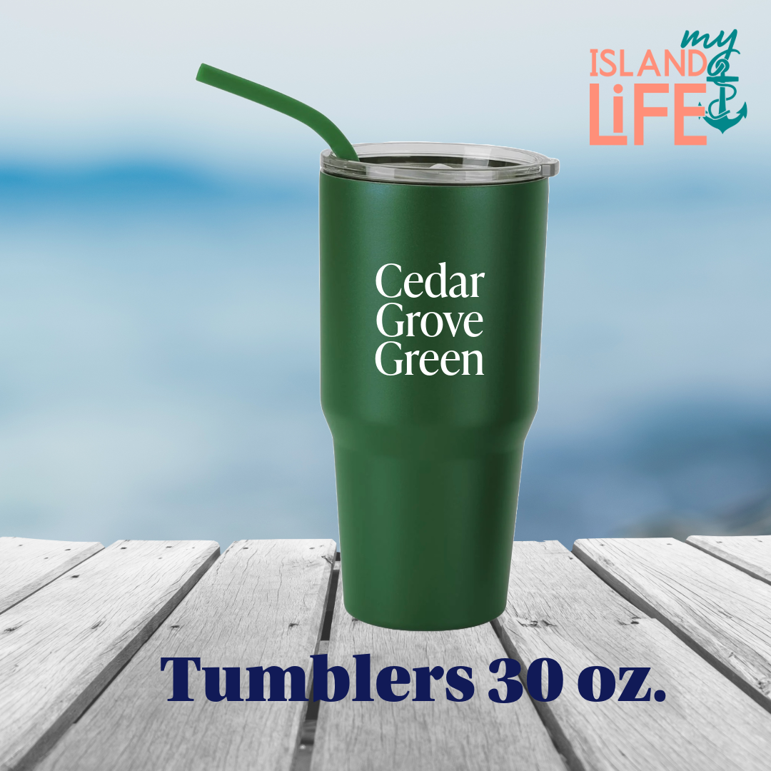 30 oz tumbler dark green my island life