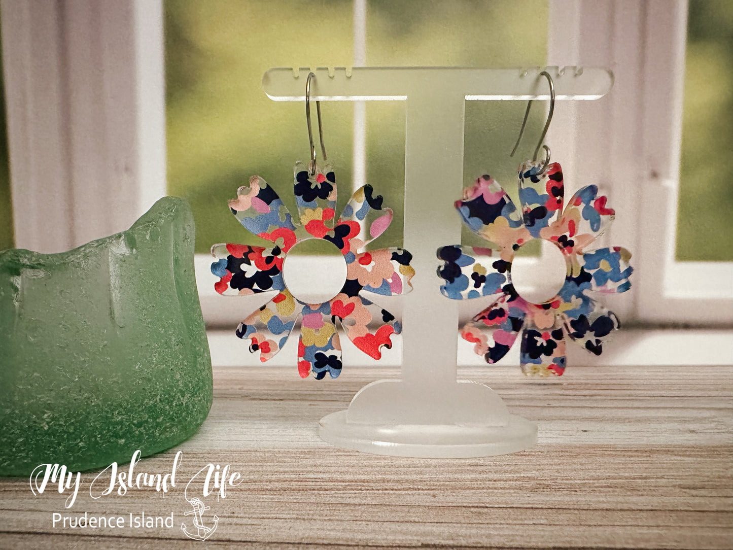 Petal Earrings in a watercolor floral design