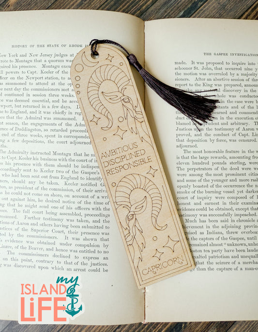 Zodiac Wood Bookmark with Tassel