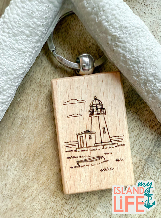 Prudence Outlines Keychain - Lighthouse Design