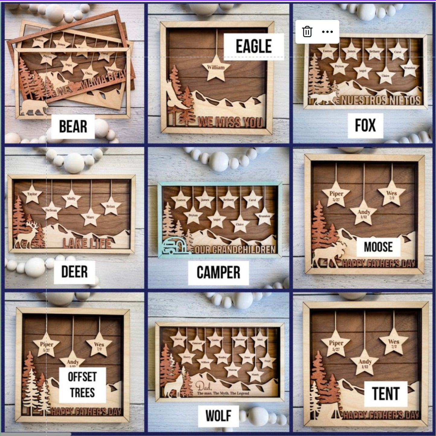 Hanging Stars Family Frame
