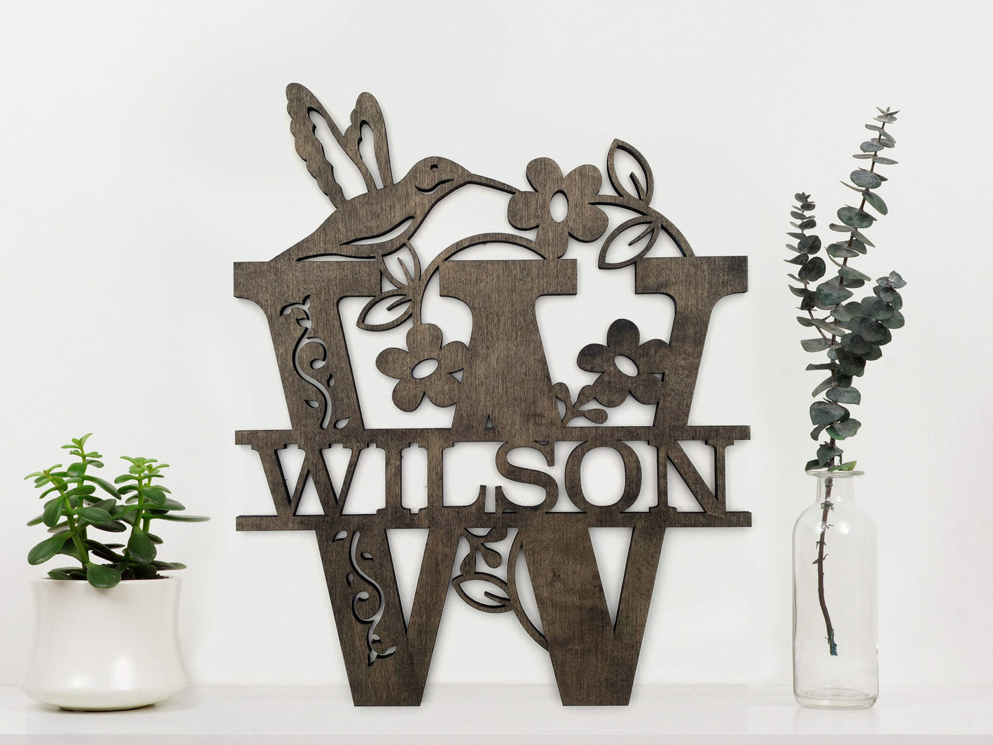 Hummingbird Monogram Sign