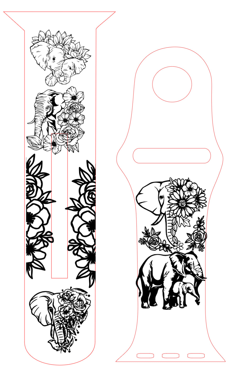 Elephant Floral Watch Band