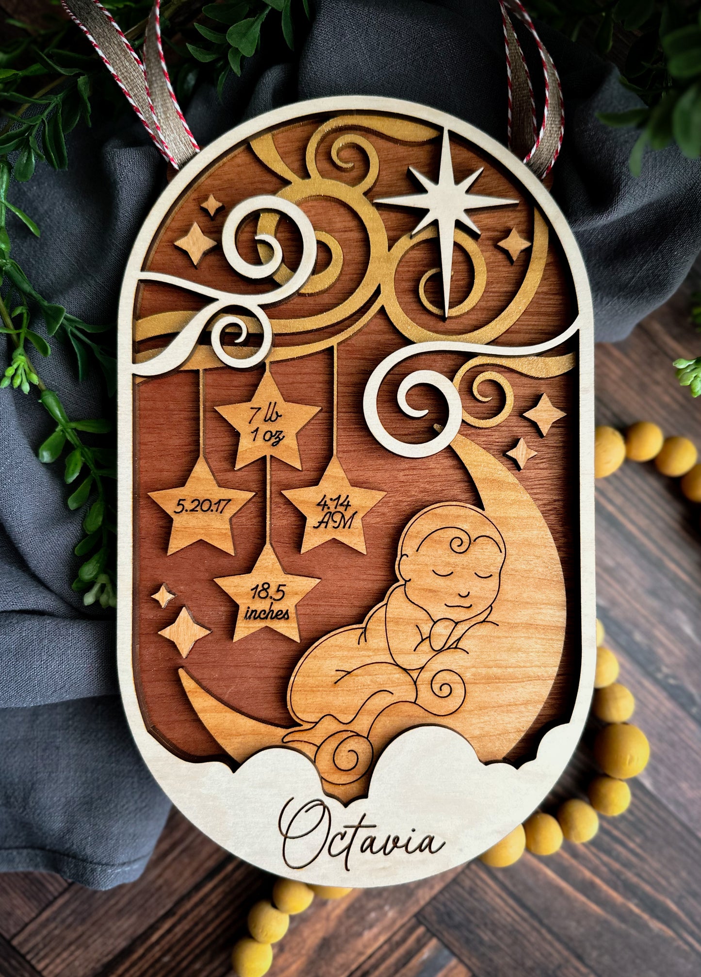 Baby Stats Ornament & Sign