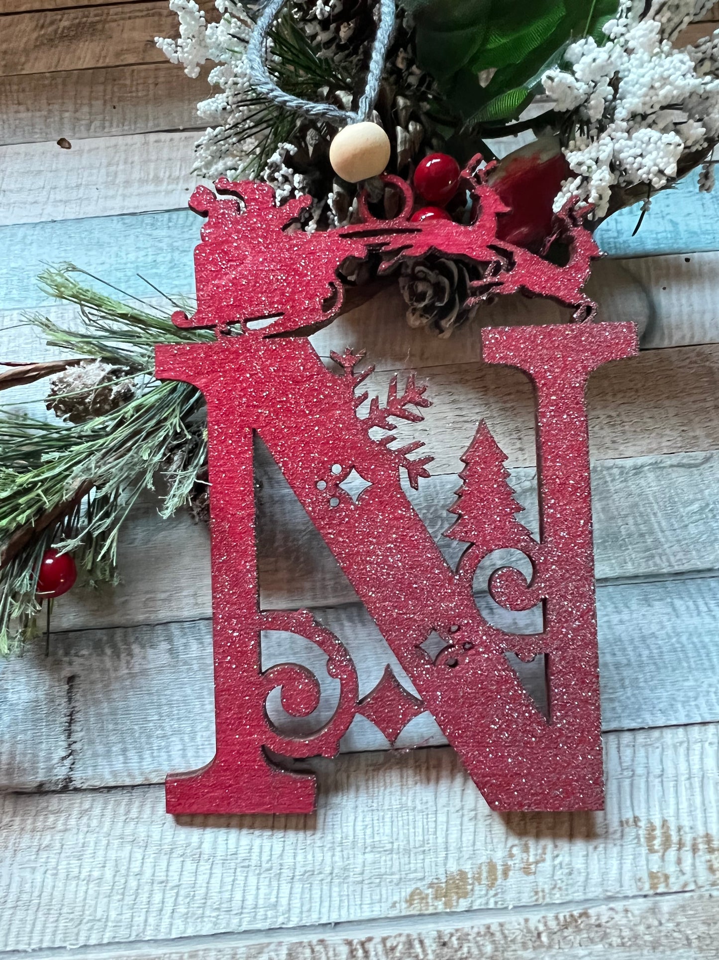 Santa Monogram Sign & Ornament