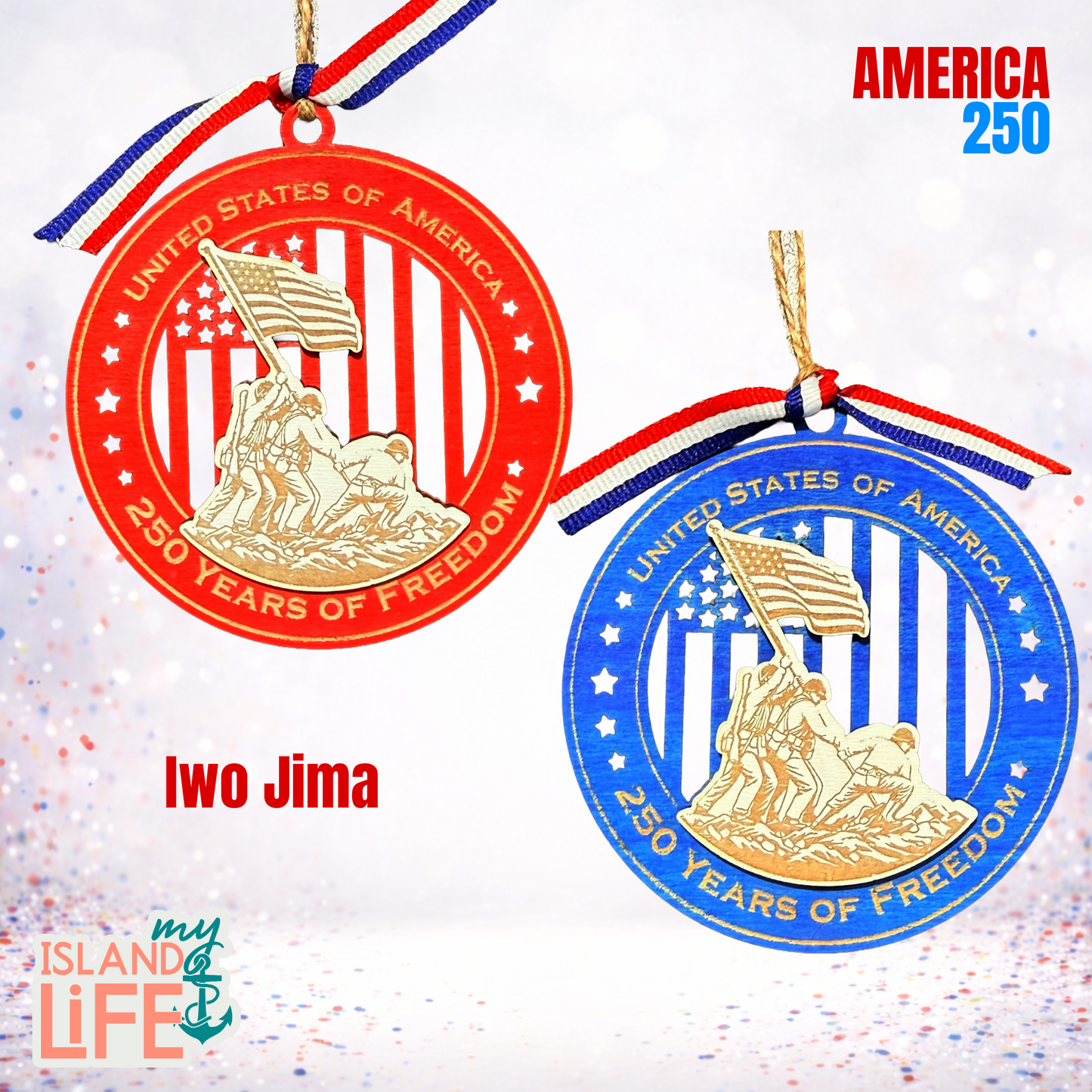 America 250 Wooden Ornament – Iwo Jima