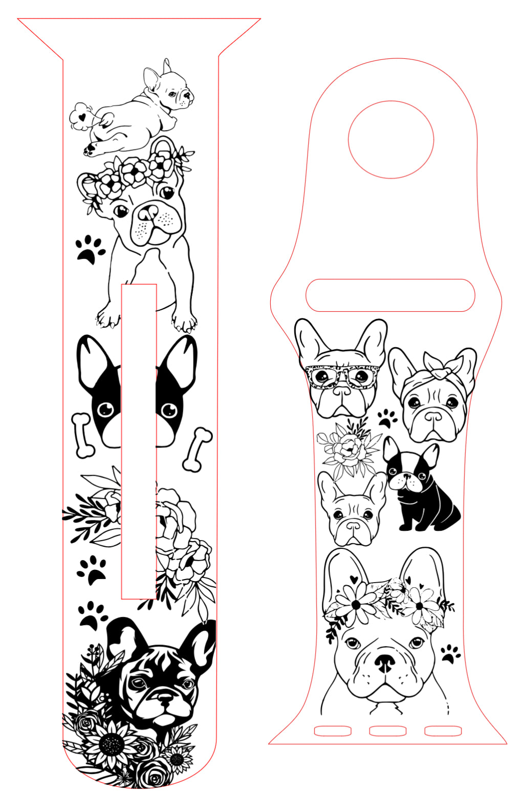 Frenchie Floral Watch Band