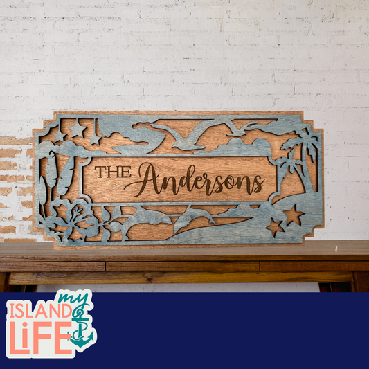 Tropical Family Name Sign – Personalized Wall Art or Celebration Calendar