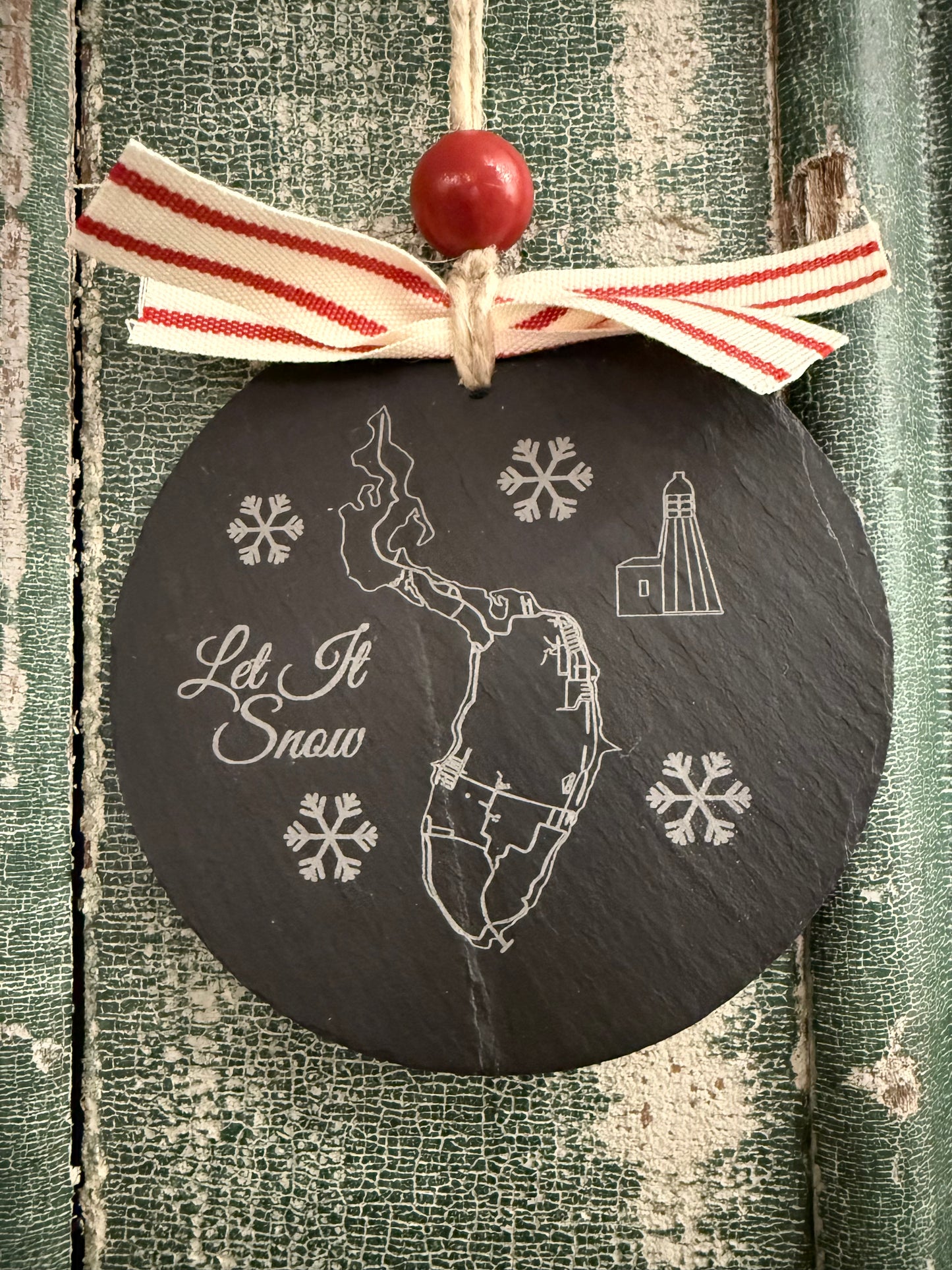 Prudence Island Map Ornament