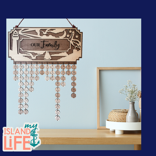 Coastal Family Name Sign – Personalized Wall Art or Celebration Calendar
