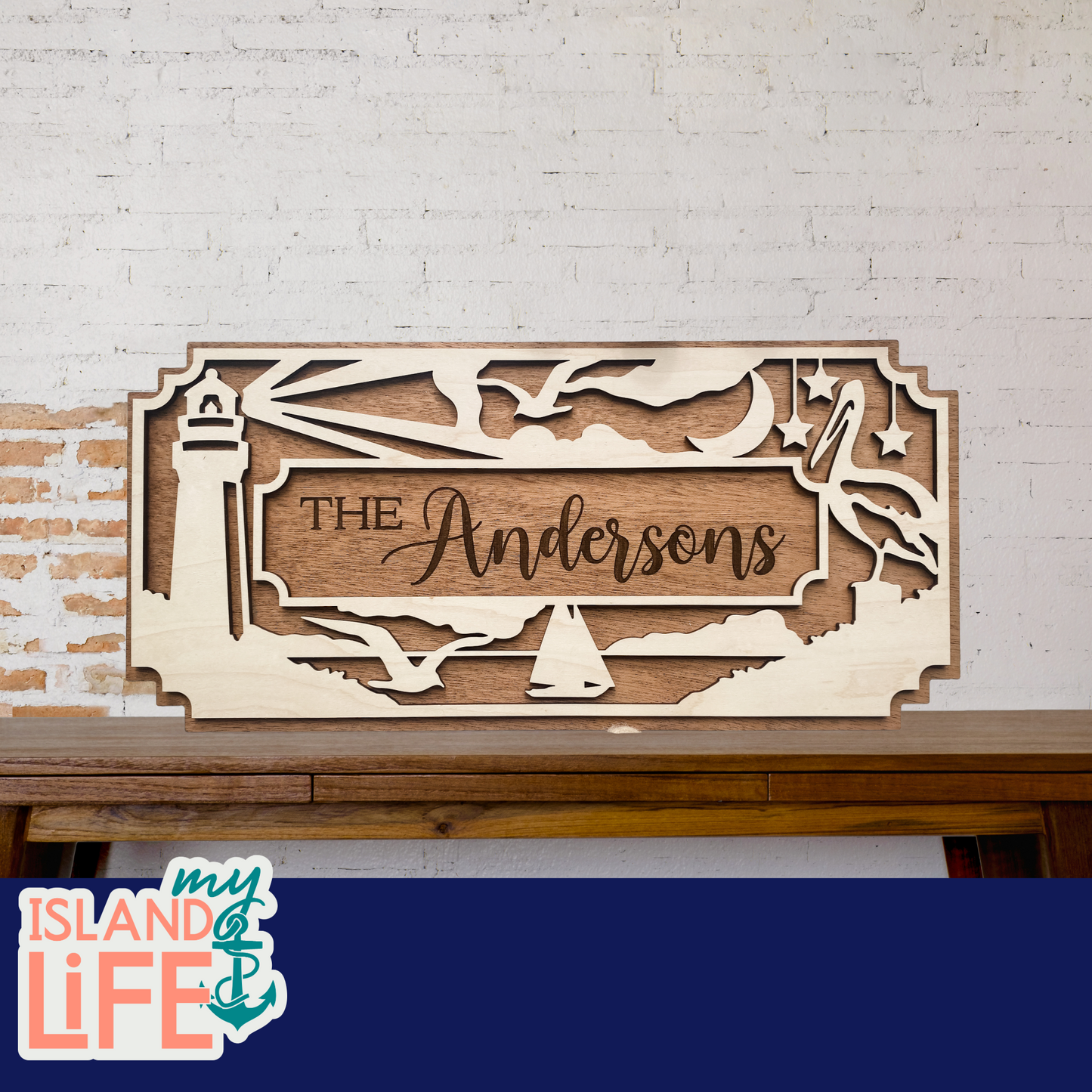 Coastal Family Name Sign – Personalized Wall Art or Celebration Calendar