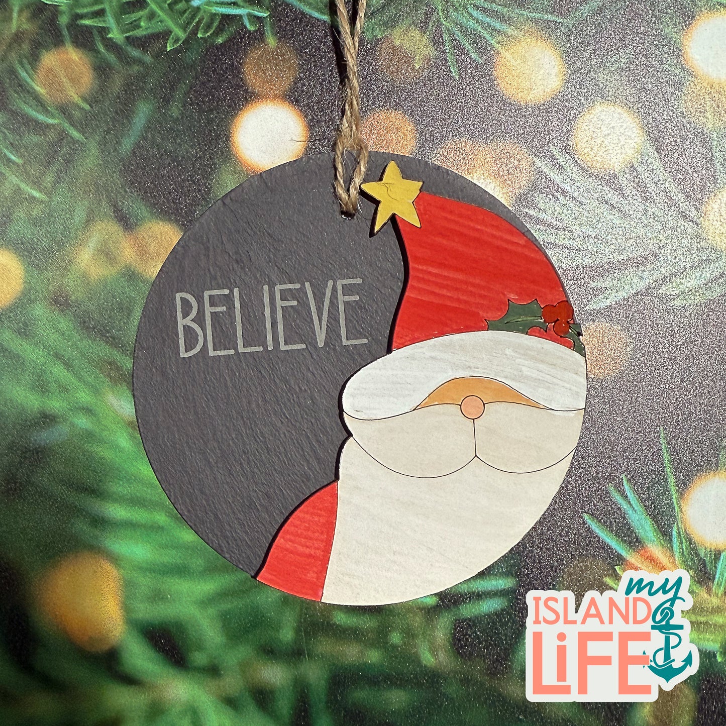 Believe in Santa Slate Christmas Ornament