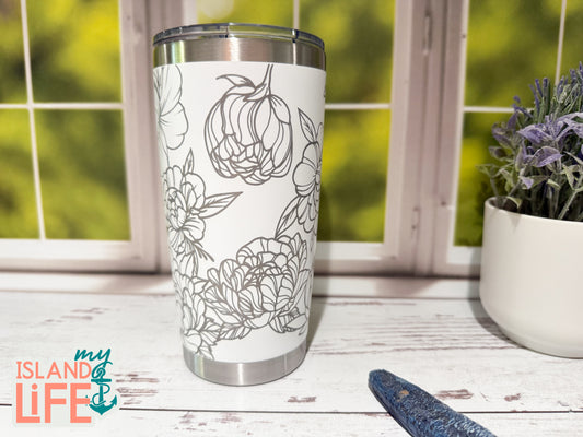 Peony Tumbler Wrap - 20oz Full Wrap Design
