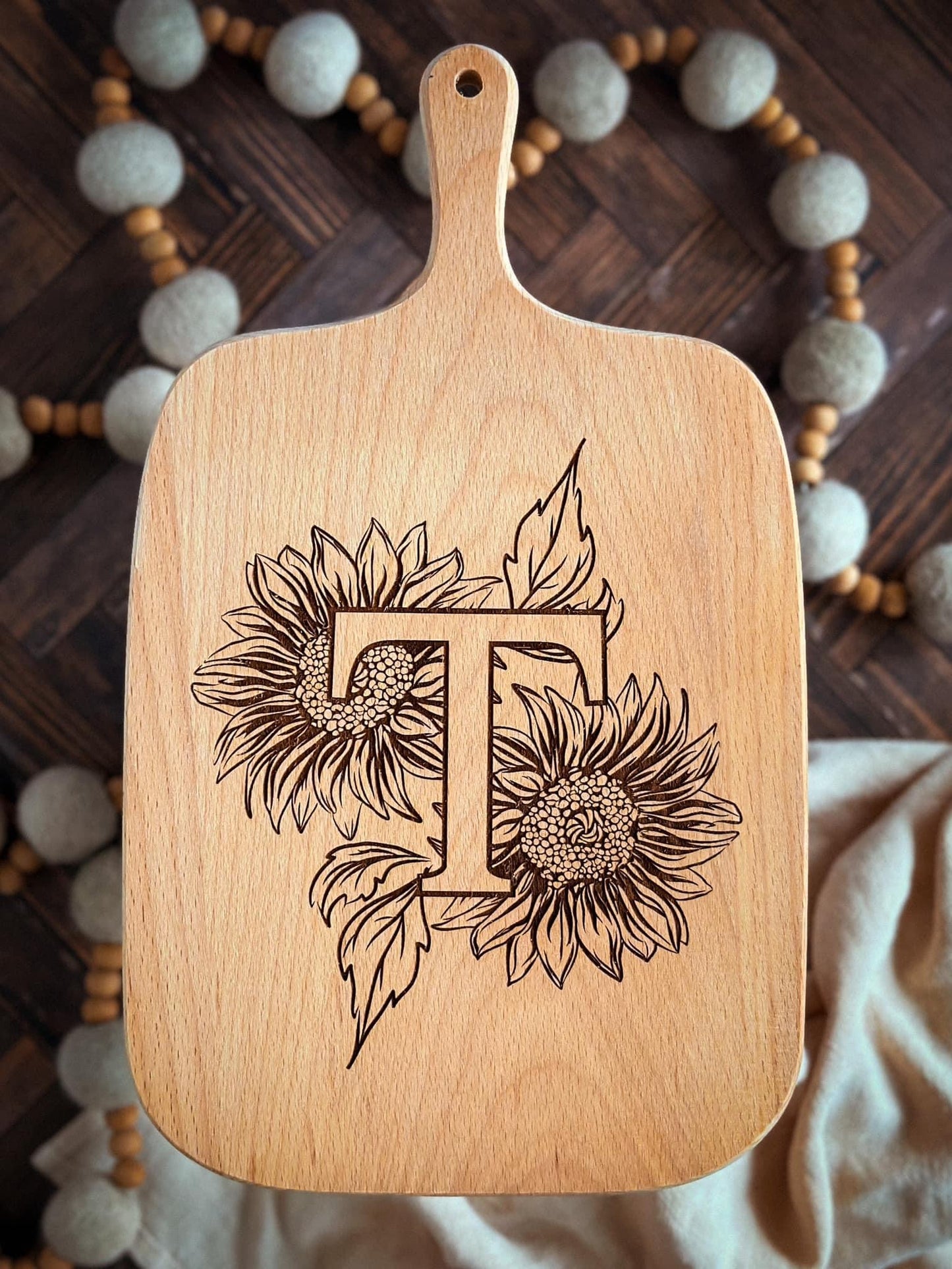 Sunflower Alphabet Engraving