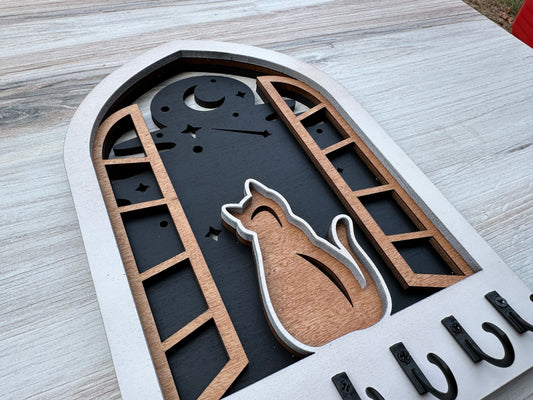 Cat in Window Arch Key Holders