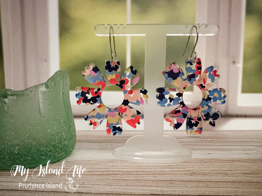 Petal Earrings in a watercolor floral design