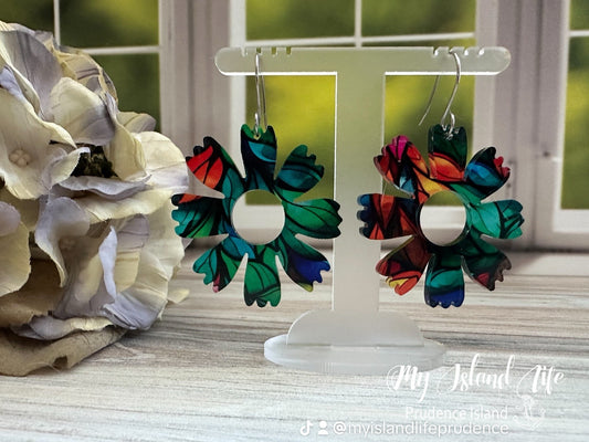 Bright Colorful Flower Earrings