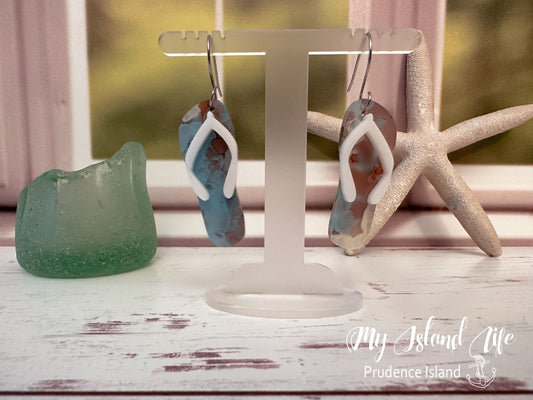 Turquoise and Cream Flip Flop Earrings