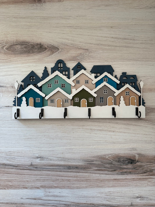 Winter Row Houses Key Hanger