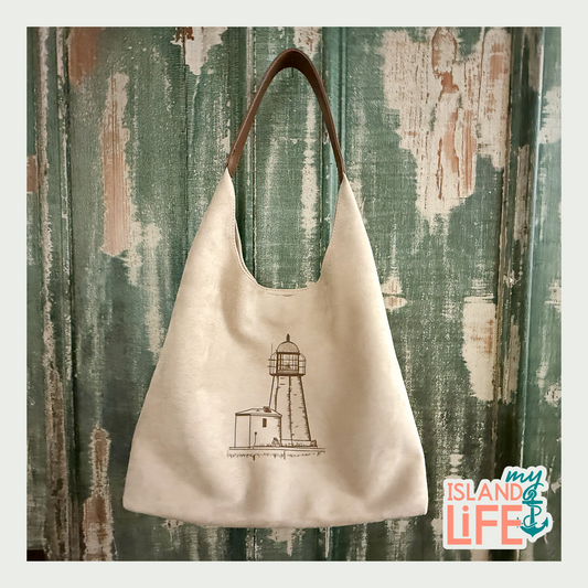 Prudence Lighthouse Vegan Suede Engraved Bag