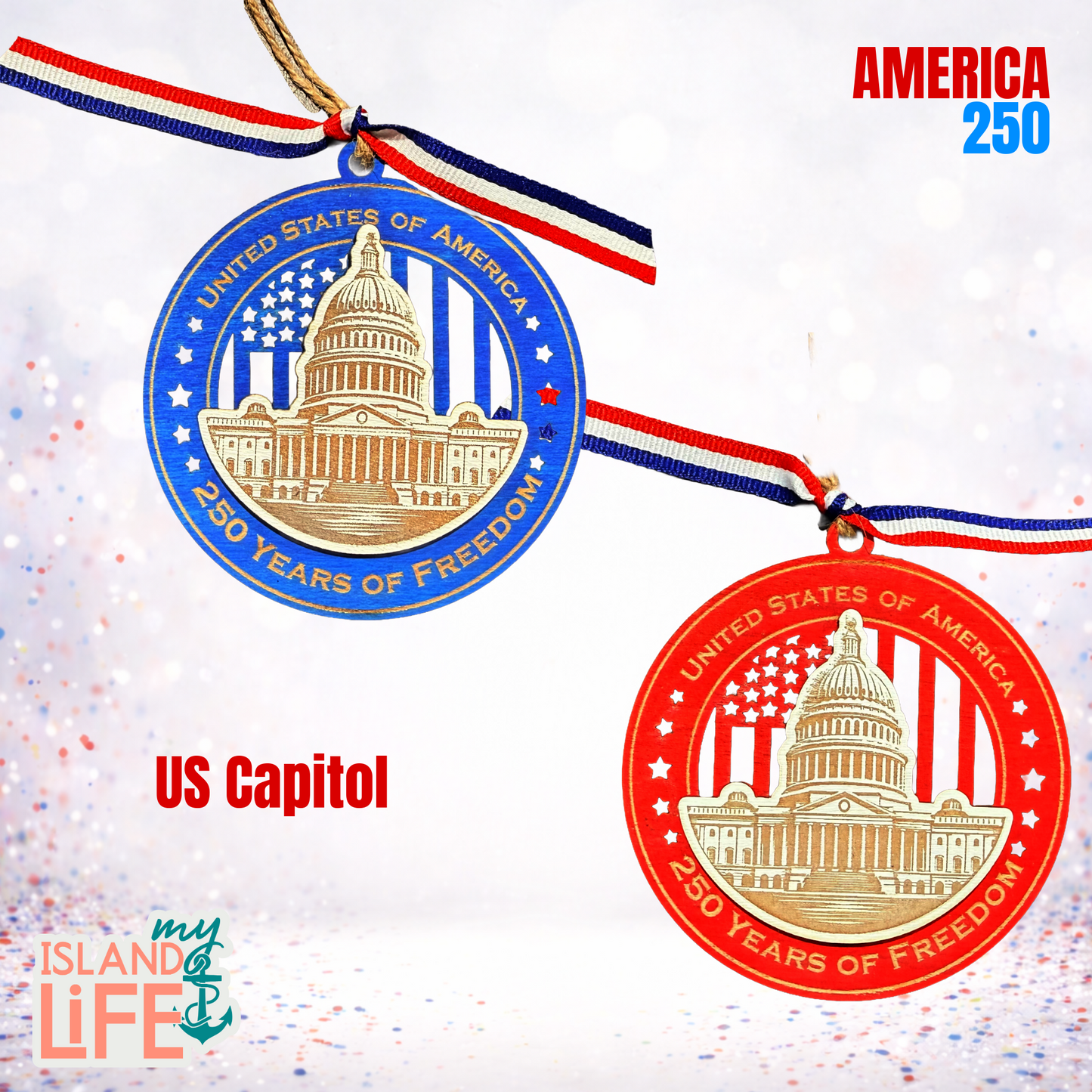 America 250 Wooden Ornament – The Capitol