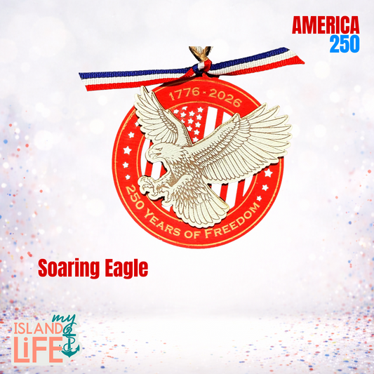 America 250 Wooden Ornament – Soaring Eagle