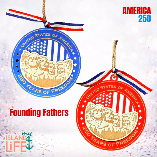America 250 Wooden Ornament – Founding Fathers
