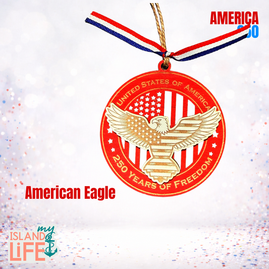 America 250 Wooden Ornament – American Eagle