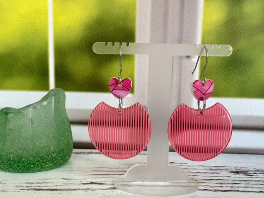 Pink Half Circle Drop Earrings