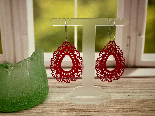 Red Lace Earrings