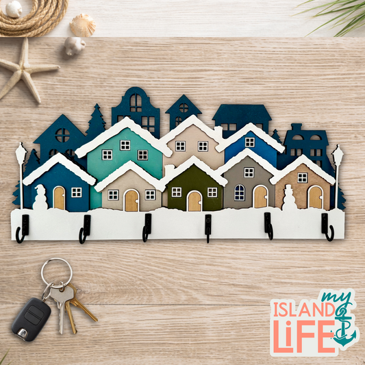 Winter Row Houses Key Hanger