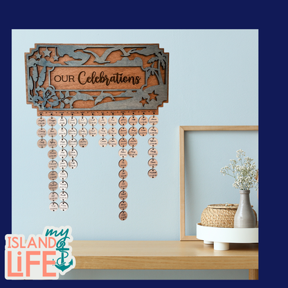 Tropical Family Name Sign – Personalized Wall Art or Celebration Calendar
