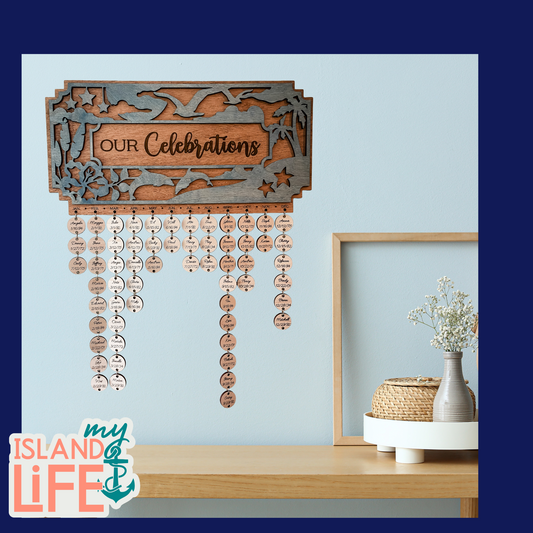 Tropical Family Name Sign – Personalized Wall Art or Celebration Calendar