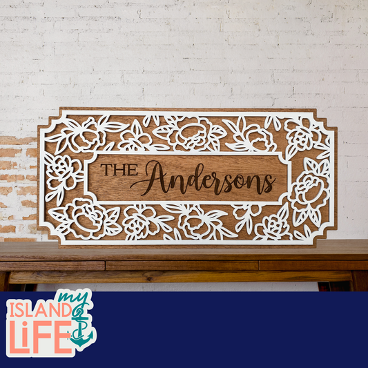 Floral Family Name Sign – Personalized Wall Art or Celebration Calendar
