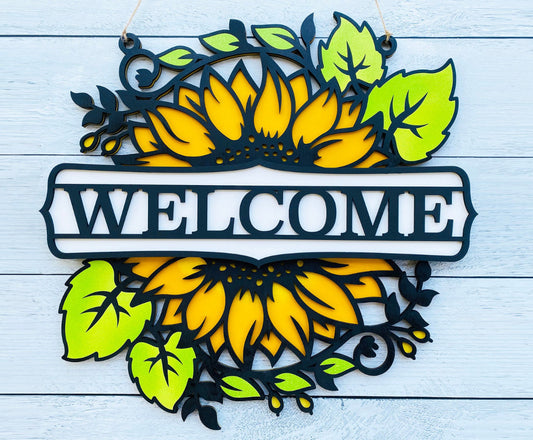 Sunflower with Leaves Sign