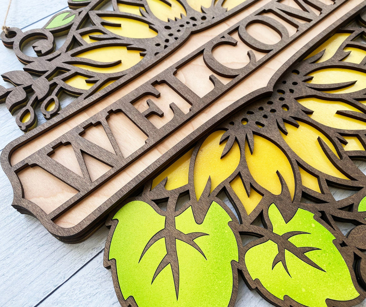 Sunflower with Leaves Sign