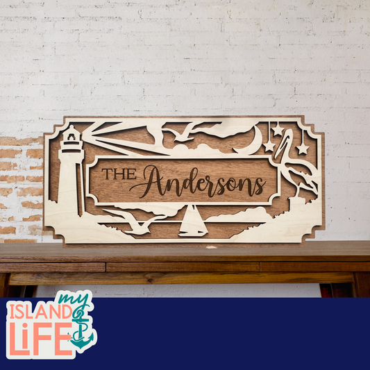 Coastal Family Name Sign – Personalized Wall Art or Celebration Calendar