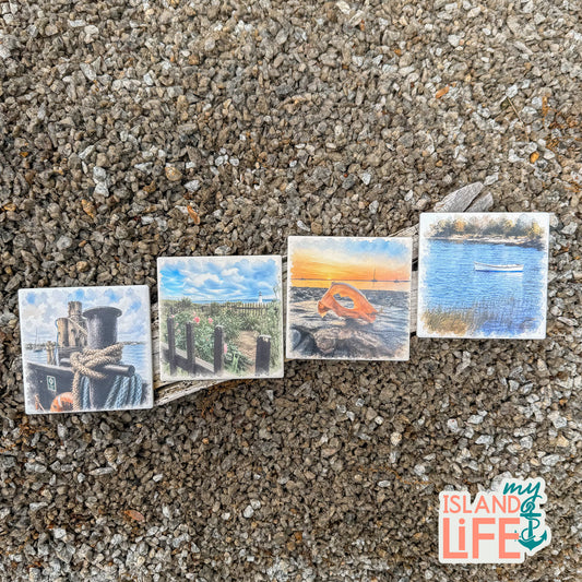 Capturing Rhode Island in Watercolor | Ceramic Coaster Set