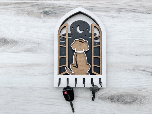 Dog in Window Arch Key Holders