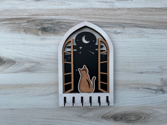 Cat in Window Arch Key Holders