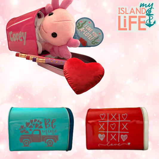 Personalized Valentine Mailbox - Engraved Metal Mailbox for Treats & Love Notes